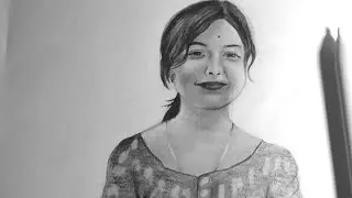 how to Draw Realistic sketch - Mousom Bharadwaj | commission work sketch girl sketch lady art easy