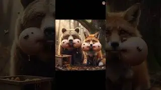 Bear and fox eat honey #frindship #ai #funny #bear #fox #comics