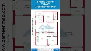 Modern 5 Marla Corner 30x45 House Design | Smart Home Map Ideas 2025 @zameenmap