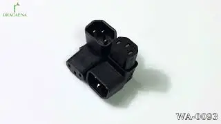 IEC 320 C14 to C13 90 Degree Down Angle AC Converter Adapter, Male to Female