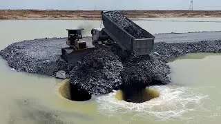 activity! Amazing Project River Refill by Bulldozer D61Px Moving Large Stone to Water