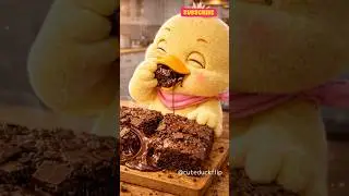 Adorable Duck Making Chocolate Brownies From Scratch #baking #cute