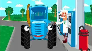 The blue tractor 🚜 - Cars Fuel Song -  kids song