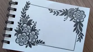 Easy and Simple Border Design for Project | Easy corner Flower Drawing Tutorial For Beginners Simple