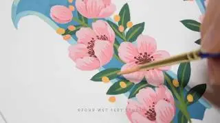 Pink Florals - Gouache Painting Process