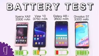 Xperia XA2 vs Honor View 10 vs Galaxy A8+ 2018 vs Oneplus 5T Battery Test | Battery Drain Out