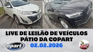 LIVE DE LEILÃO DE VEÍCULOS NO PÁTIO DA COPART DO DIA 02.02.2026