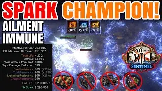 *OUTDATED* BUDGET SUPER TANKY SPARK AURASTACKER CHAMPION BOSSER BUILD GUIDE! Path of Exile 3.18 POE