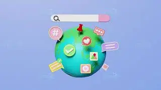 3d animation social media on earth with chat bubbles, search bar. online social