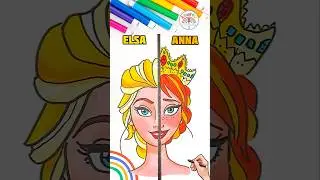 Draw Elsa VS. Anna Easy Tutorial | Draw Elsa and Anna Cute Drawing🌈👸🏼 #frozen #drawing #short #elsa