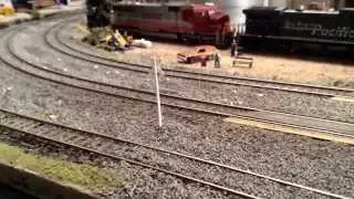 Running my new UP cattle cars. 4/20/14