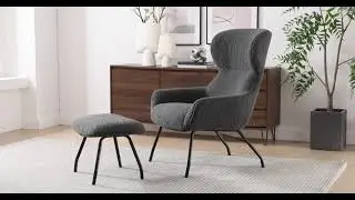 Sessel und Hocker Set Scandi Style Teddyfell Anthrazit | SalesFever