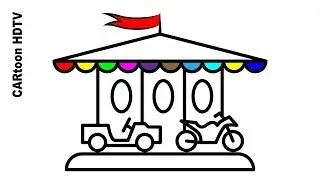 Carousel with Car Coloring pages and Drawing, Coloring Video