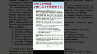Sem 2 Physics Core 3 & 4 Syllabus VBU