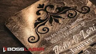 Laser Cut Wooden Wedding Invite with Paint Fill | BossLaser Evo Desktop 60 Watt Laser Machine