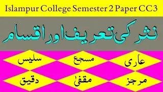 Nasr ki Tareef aur iske aqsaam | BA 1st year | نثر کی تعریف اور اس کے اقسام ||