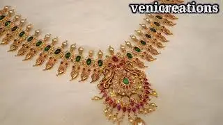 22ct gold stone necklace and ruby emrald stone sets collection with weight &adress//necklacedesigns