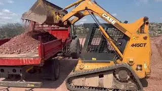 Case 445CT track loader loading gravel into trailer. #case #skidsteerloader 