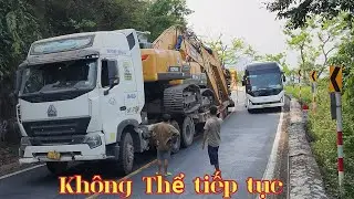 SỰ CỐ BẤT NGỜ KHIẾN XE ĐẦU KÉO KHÔNG THỂ VƯỢT QUA CON DỐC KHẮC NGHIỆT TRÊN ĐÈO