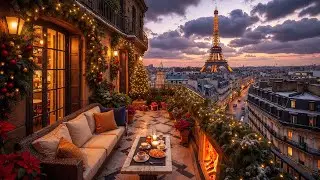 Christmas Jazz in Paris ☕ Cozy Winter Rooftop Ambience & Jazz Relaxing Music for Study, Focus