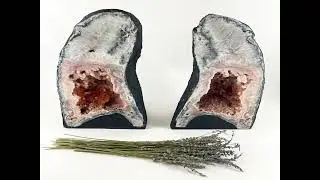 PINK AMETHYST SLICED GEODE RARE CATHEDRAL PAIR | SET