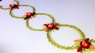 Hand Embroidery beautiful  border design by cherry blossom.