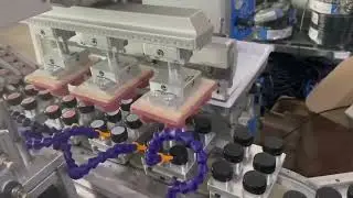 High Speed Full Automatic 4-Color Bottle Caps Pad Printing Machine with Hot Air Blower Drying
