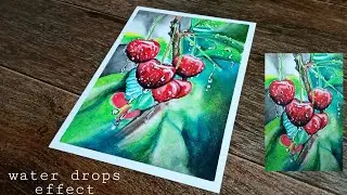 oil pastel drawing water drops on fruit / Full hd water drops effect - a rainy day -water drop paint