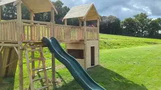 Stunning custom climbing frame installation , Twin Towers with so many options to fit the family