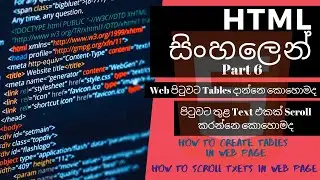 How to Create Tables and Scroll Texts in web page | HTML Sinhalen