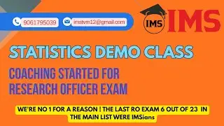 STATISTICS / DEMO CLASS / COACHING STARTED FOR RESEARCH OFFICER EXAM