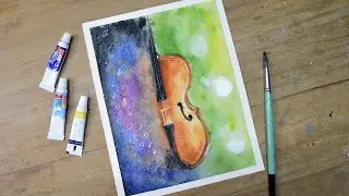 SOUL OF MUSIC / Watercolor Violin Painting Tutorial Step by Step / Music Instrument Painting #149