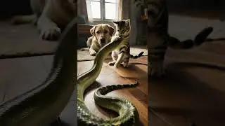 Dog: &lsquo;Help!&rsquo; &mdash; Cat: &lsquo;Say no more.&rsquo; 🐍😂  #CatProtectsDog #PetFriendship #FunnyPets #CatHero #Cat