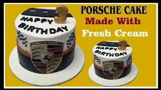 How to make a porsche car theme cake with fresh cream