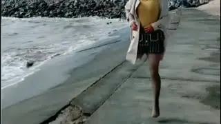 Best One Legged Amputee Woman Hopping With Black Nylon/Pantyhose- Amputee Girl With Pantyhose/Nylon