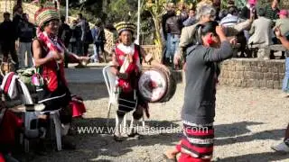 Zeliang Naga tribe dances outside their morung - Hornbill Festival