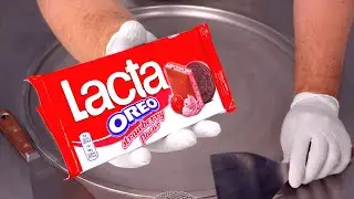 Lacta OREO - Strawberry Flavor Chocolate | Ice Cream Rolls - ASMR