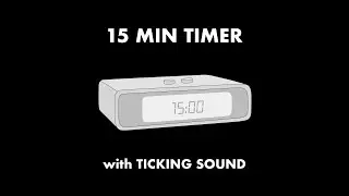 15 Minute Countdown Timer with Ticking Sound ⏳ | Beep Start & End | Black Screen Timer