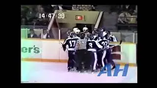 OHL Mar. 5, 1987 Peterborough Petes v Toronto Marlboros (R) Mike Dagenais v Ian Pound (R)