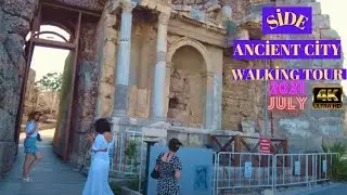 side ancient city walking tour ! side manavgat walking ! side 4k uhd 60fps ! antalya turkey holiday
