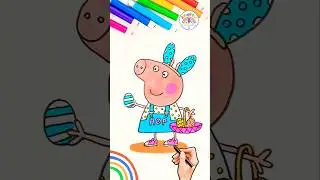 Peppa Pig Simple Drawing Tutorial | How to Draw Peppa Pig at Easter 🌈🐽 #peppapig #shorts #easter