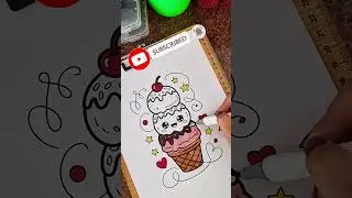 Coloring This Cute Ice Cream Will Make You Smile 🍦✨#Coloring_Shorts#Cute_Art