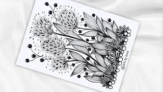 Zentangle Flower |How To Draw Zentangle Art For Beginners | Zentangle Art| Zendoodle