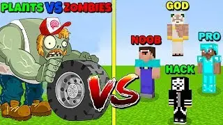 MINECRAFT BATTLE PLANTS VS ZOMBIES Zomboss SUPER VS NOOB VS PRO VS HACKER VS GOD FUNNY MINECRAFT MAP