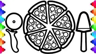 GLITTER Pizza Drawing and Coloring  🍕💜🍕 Yummy Pizza Coloring Page