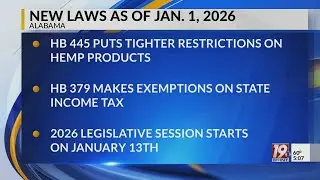 New Laws Taking Effect January 1 | Jan. 1, 2026  |News 19 at 5:00