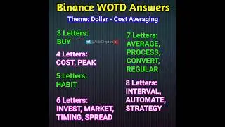 Dollar-Cost Averaging WOTD Answers || Binance Word Of The Day