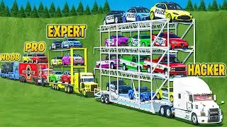 NOOB VS PRO VS EXPERT VS HACKER TRANSPORT BATTLE! FARMING SIMULATOR 25