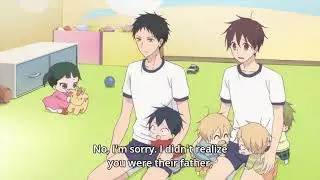 Takuma and kazuma cute scene with papa [Gakuen babysitter]