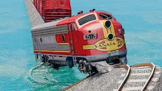 Fastest Colorful Train vs Crash Impossible Weird Rail Track Crossing Deepwater | BeamNG.drive